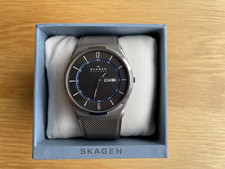 Skagen Men's SKW6078 Quartz Titanium Watch - Day Date Charcoal Dial - box