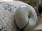 vintage apple green Chinese jadeite jade large Pendant Necklace 2 lot HUGE DONUT — photo 9