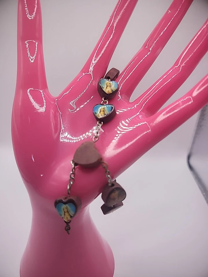 Pulsera Cadena Corazón María Madre Joyería Disfraz Joyería Religiosa Foto 2 de 4