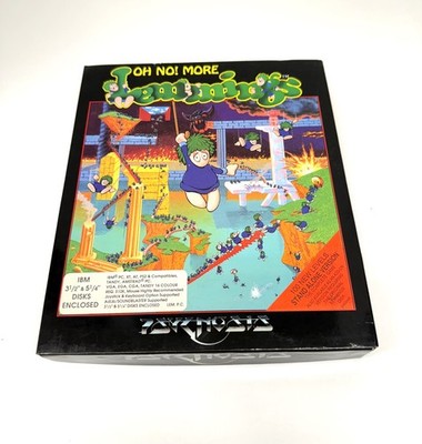 Oh No More Lemmings IBM PC Amstrad Tandy Big Box 1991 Game w/ Manual