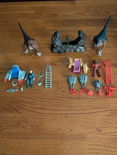 Vintage 1987 Tyco Dino Riders - both Valorian & Rulon Deinonychus w/ 2 figures