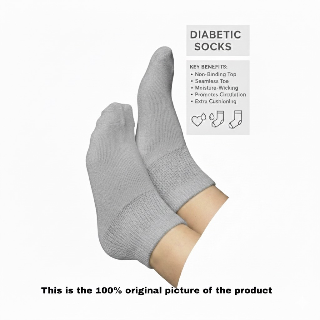 Premium Diabetic Crew Socks Non-Binding Cotton Circulatory Socks 3-12 Pairs