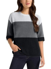 Matty M Womens M Rib-Knit Colorblock Crew Nec...