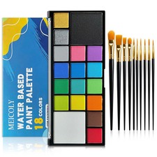 18-color Water Activated Face Painting Kit with 10 Brushes for Kids Adults,Hal