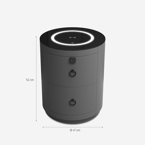 Comodino Homary Moderno In Pelle Bianca Con Ricarica Wireless, 2 Cassetti E Porte USB - 3