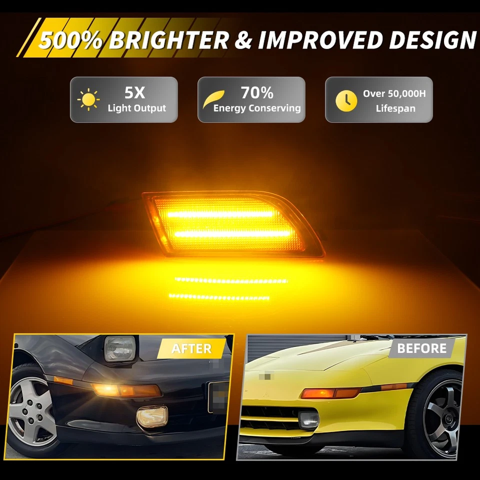 2X Luces LED de esquina delanteras ámbar completas para 91-95 Toyota MR-2 MR2 SW20 Foto 2 de 4