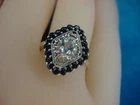 STERLING SILVER AQUA & TOPAZ RING - VINTAGE STYLING AND WELL MADE & PRETTY