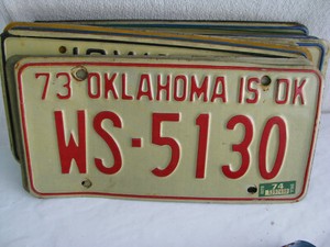 License plate- Oklahoma- more than 3 years old