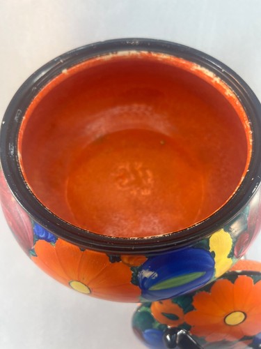 J. Mrazek Peasant Art Industries Blue Red Black Floral Covered Bowl Czech Nice! - Picture 17 of 22