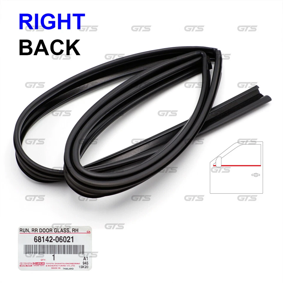 Fits Toyota Camry ACV30 2002 '06 Rear Rh Glass Run Channel Rubber Seal Door - Image 3 of 4
