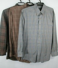 Lot of 3 Button Shirts Mens Sz L Long Sleeve Plaid Brown Jos A Bank