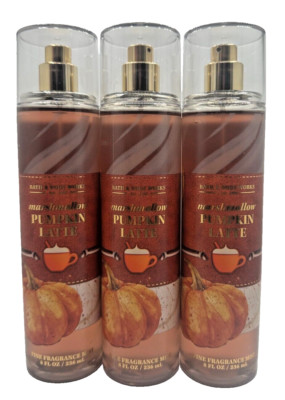 Bath & Body Works LOT 3 Marshmallow Pumpkin Latte Fine Fragrance Mist Spray 8 oz