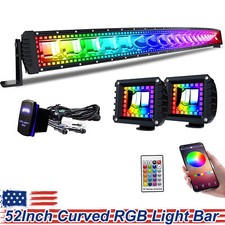 52inch 300w Curved Led Light Bar Rgb Halo Ring Offroad Combo For Truck Atv Suv