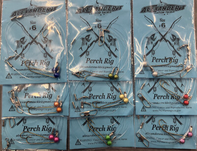 Handmade Tangle-Free Perch Rigs With #6 Carlisle Hooks - 12 Color Options, Freshwater