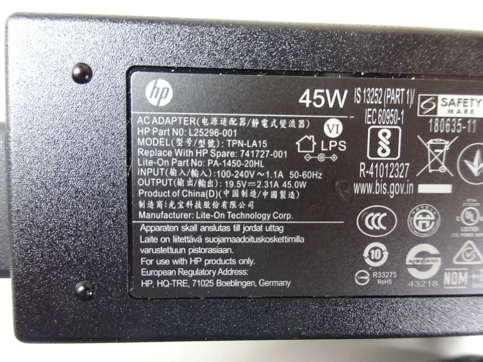 HP 45 Watt Netzteil 19,5V 2,31A  45W  blauer Stecker - Bild 2 von 3