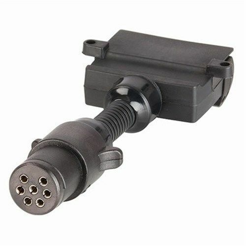 High Quality Trailer Adaptor - 7 Pin Small Round Plug to 7 Pin Flat Socket - Picture 1 of 3
