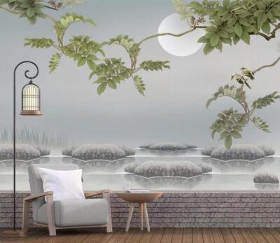 3D Moon Branches K7916 Wallpaper Mural Self-adhesive Removable Sticker Kay