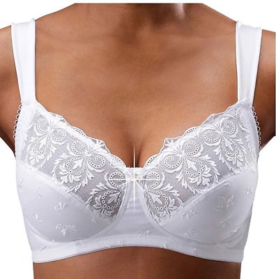 Nuance Damen BH bügellos mit Spitze (80C, Weiß) J4007