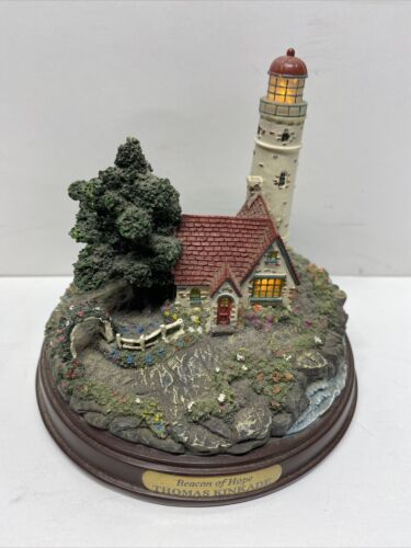Figurine Thomas Kinkade Beacon Of Hope Light House FONCTIONNE - Photo 1 sur 6