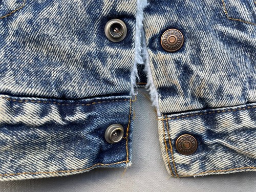Vintage Levis Sherpa Lined Denim Trucker Jacket Blue Acid Wash Kids Youth Size S - Picture 3 of 12