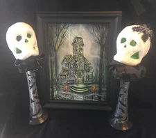 Halloween/Haunted House Painting/ Skull Candle Holders /Ghosts/Creepy/OOAk