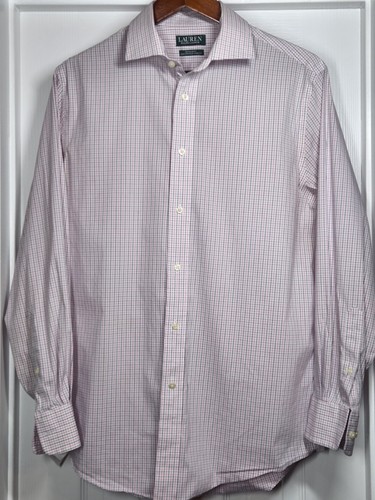 Lauren Ralph Lauren, Lauren Ralph Lauren Shirt Mens M 15.5-32/34 Performance Stretch Pink Tattersall