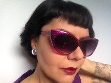 Vintage Pinup Pink Summer Retro Cat Eye Butterfly Sunglasses