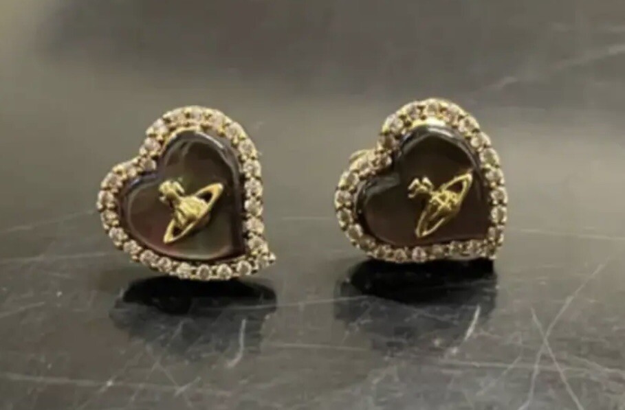 Vivienne Westwood Orb Heart Petra Earrings Brown From Japan