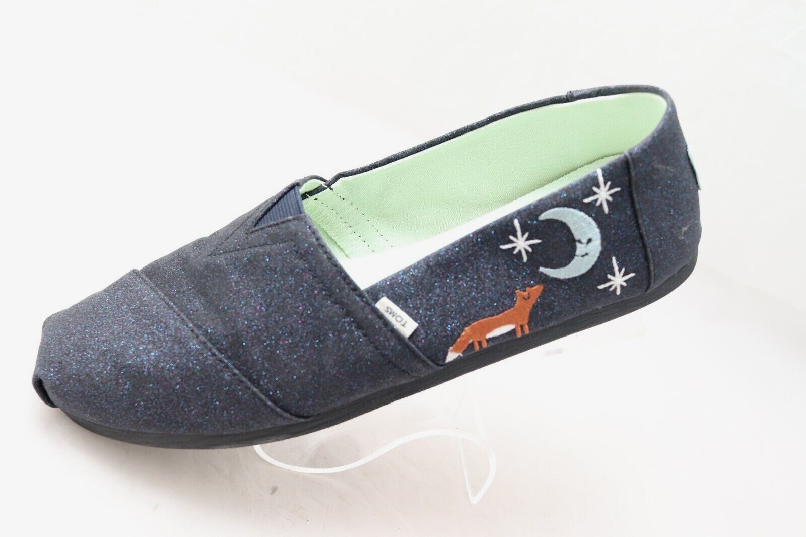 Toms Alpargatas Flats Shoes Women's Midnight Blue Glitter Fox