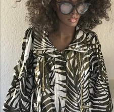 Chic GOLDEN Shimmer ANIMAL Print Anorak JACKET L