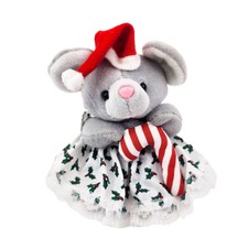 Vintage Christmas Mouse Plush Santa Hat Holly Dress Candy Cane Kids of America