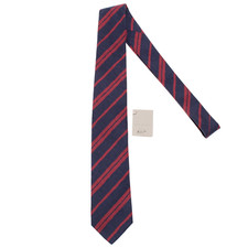 Paolo Albizzati NWT Neck Tie in Navy Blue Red Stripes Cotton Silk Blend
