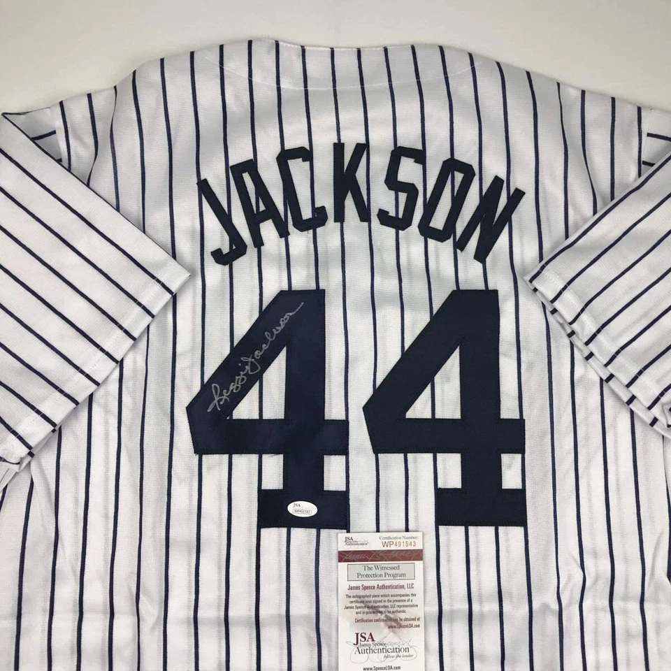 Autographed/Signed Reggie Jackson New York NY Pinstripe Jersey JSA COA - Image 2 of 4