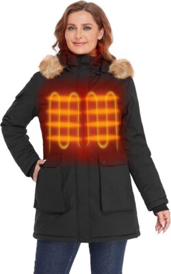 ORORO Women's Heated Parka Jacket Thermolite Insulation Detachable Hood  size s