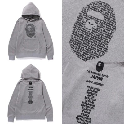 AUTHENTIC BAPE JAPAN APE HEAD PULLOVER HOODIE GRAY Size M (JAPAN EXCLUSIVE)