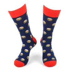 Urban-Peacock Men's Novelty Fun Crew Socks - Cheeseburgers Navy - 1 Pair