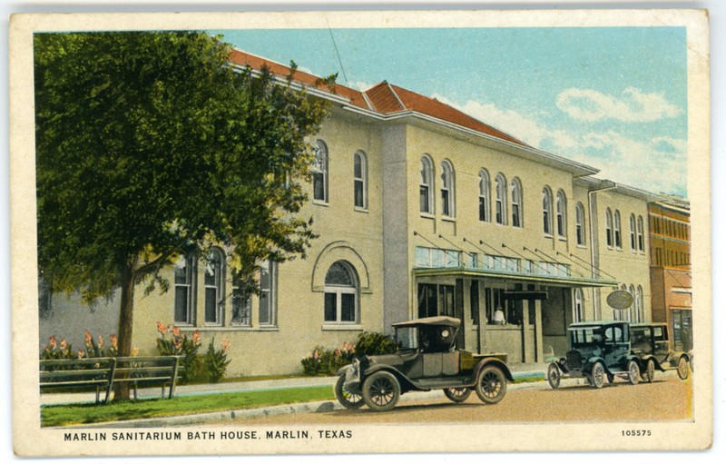 1920s MARLIN SANITARIUM Bath House Postcard Mint Texas C.T. Co.