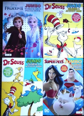 Dr. Seuss, Frozen 2, Super Pets - 4 COLORING BOOKS- NEW