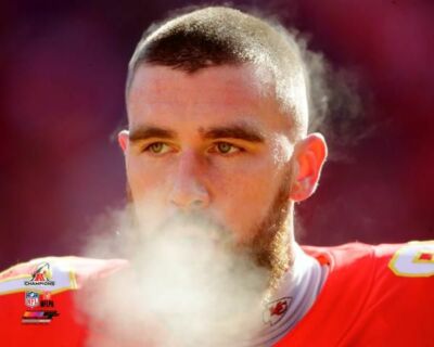 travis kelce smoking cigarettes TRAVIS KELCE Kansas City Chiefs 2019 AFC CHAMPIONSHIP GAME 8X10 PHOTO