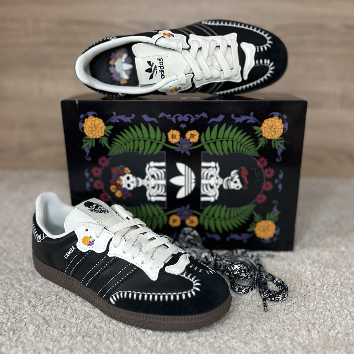 adidas Samba OG “Dia de Muertos” UK 5 US 5.5 Black White