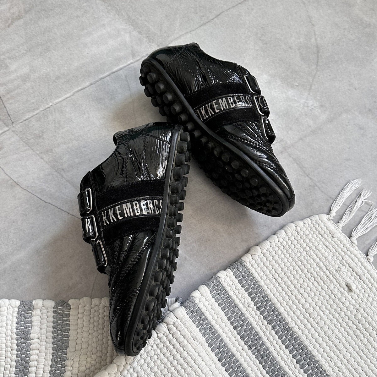 Glossy Dirk Bikkembergs Black Soccer Sneakers Shoes Maison