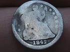 1842 P Seated Liberty Half Dime- Philadelphia, About Good Details