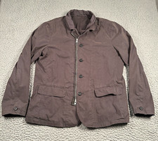 ALLSAINTS Leahurst Blazer Double Layered Cotton Leather Trim Jacket Mens 44 Flaw