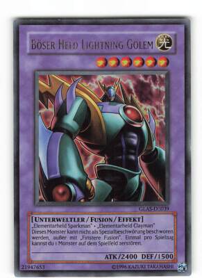 Yugioh BÖSER HELD LIGHTNING GOLEM , glas-de039 Ultra Rare deutsch Excellent 