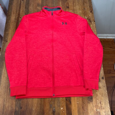 Under Armour Jacket Mens Medium Red Zip Up ColdGear Golf Performance