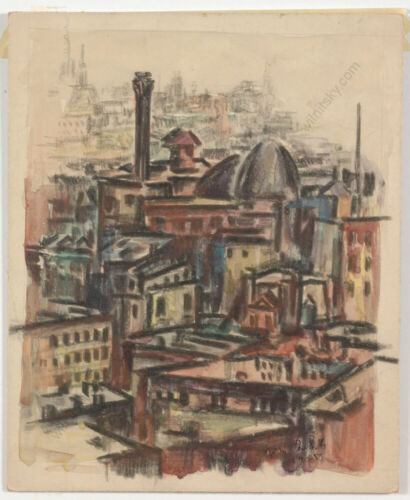 Boris Deutsch (1892-1978) "Cityscape (Los Angeles?)", watercolor, 1925 (m) - Picture 1 of 10