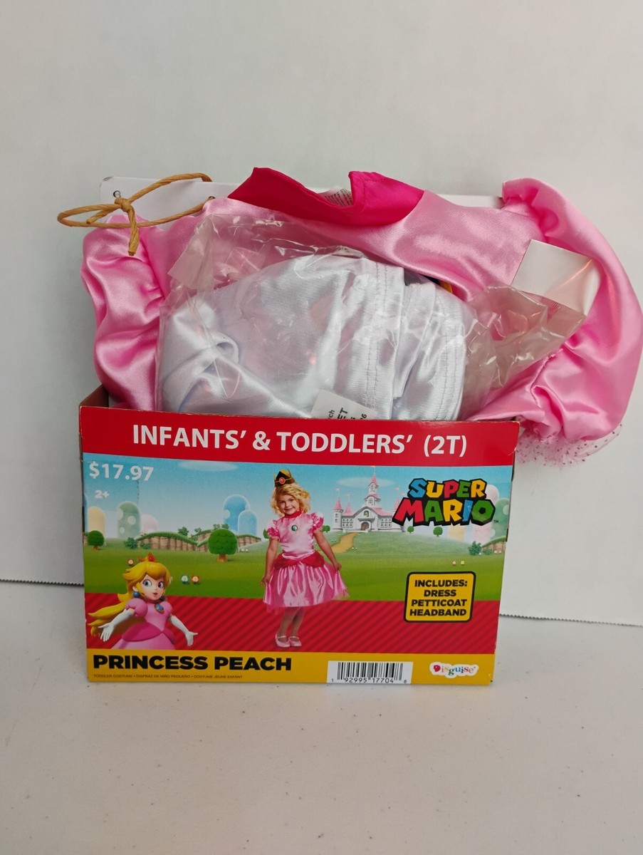 １１２３ Princess Peach Costume 2T Halloween Dress Petticoat Crown Headband