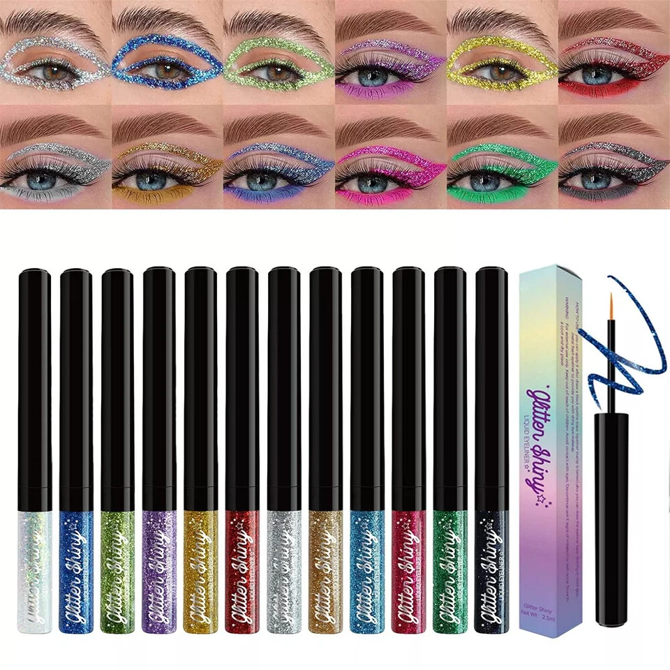 12 Color Glitter Eyeshadow Lip EyeLiner Eye Shadow Pencil Shimmer Pen Makeup 」 - Image 3 of 4