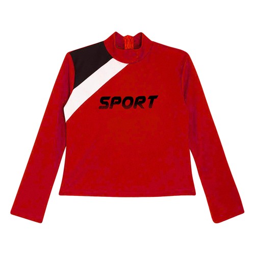Girl Sport Tops Yoga Activewear Figure Skating Sweatshirt Stylish Cropped Top - Picture 52 of 84