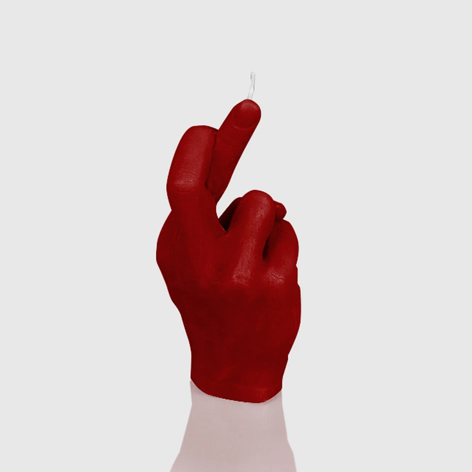 Designerkerze Kerze Geschenkidee Designkerze Dekokerze Crossfinger rot 21cmx9cm - Bild 2 von 4